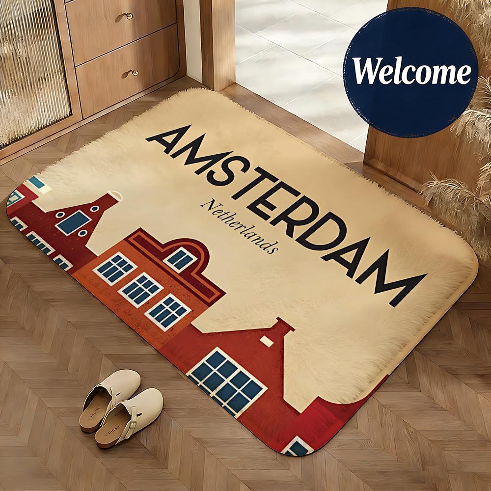 Home Textiles Netherlands - Yumuşak Flanel Zemin Matı Yer Amsterdam
