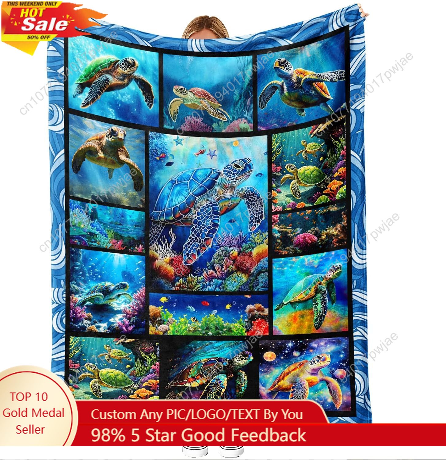 Home Textiles And Decor - Deniz Kaplumbağası Flanel Battaniye Yumuşak Rahat