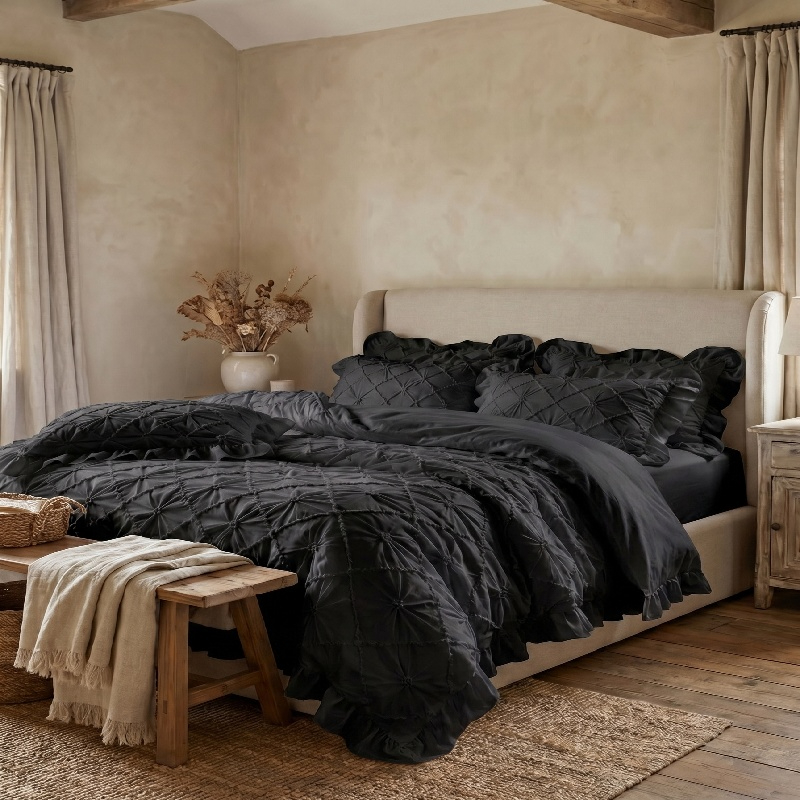Duvet Insert White - 3 Parça Beyaz Fırfırlı Nevresim Takımı,