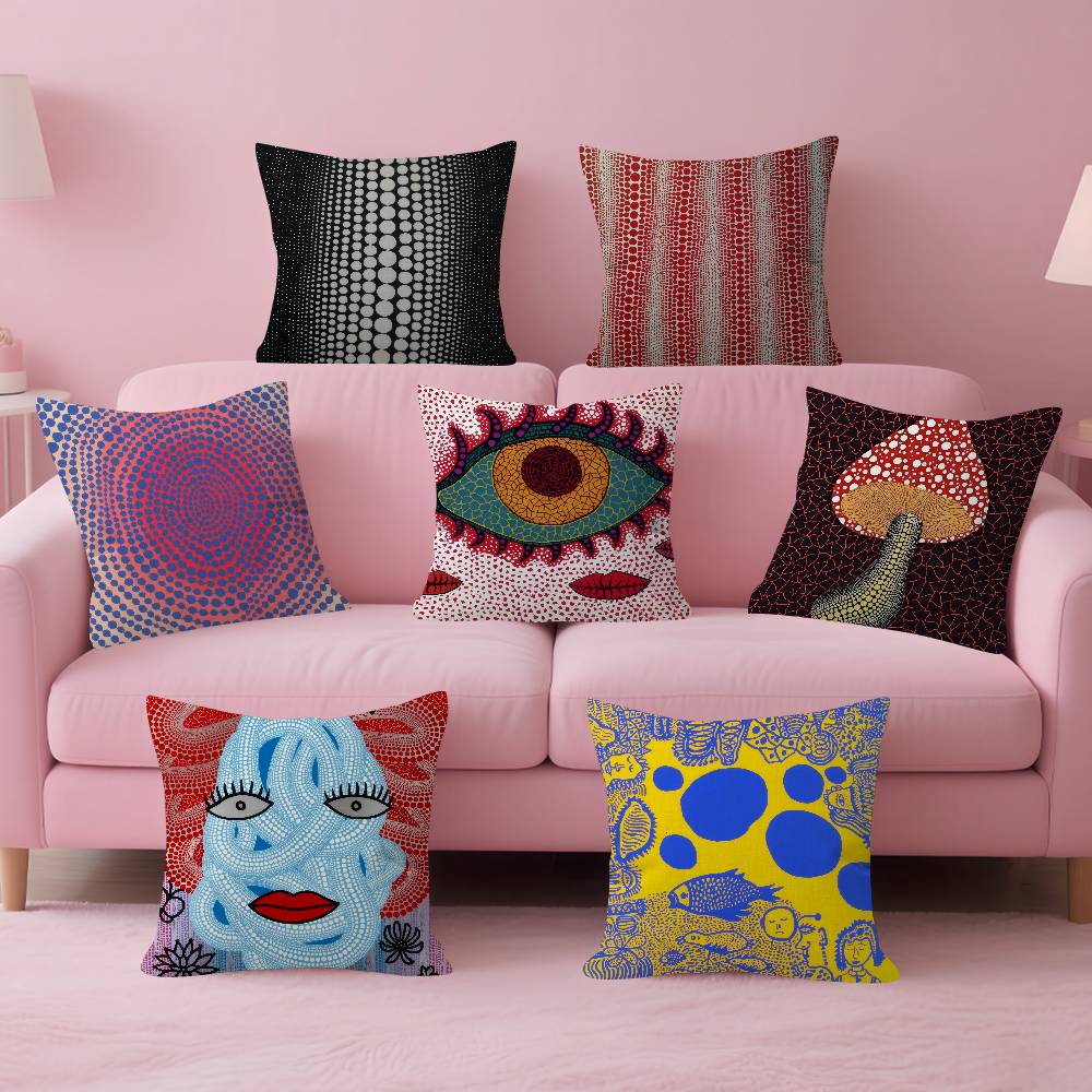 Japanese Home Textiles - Japon Yayoi Kusama Kişiselleştirilmiş Yastık Örtüsü