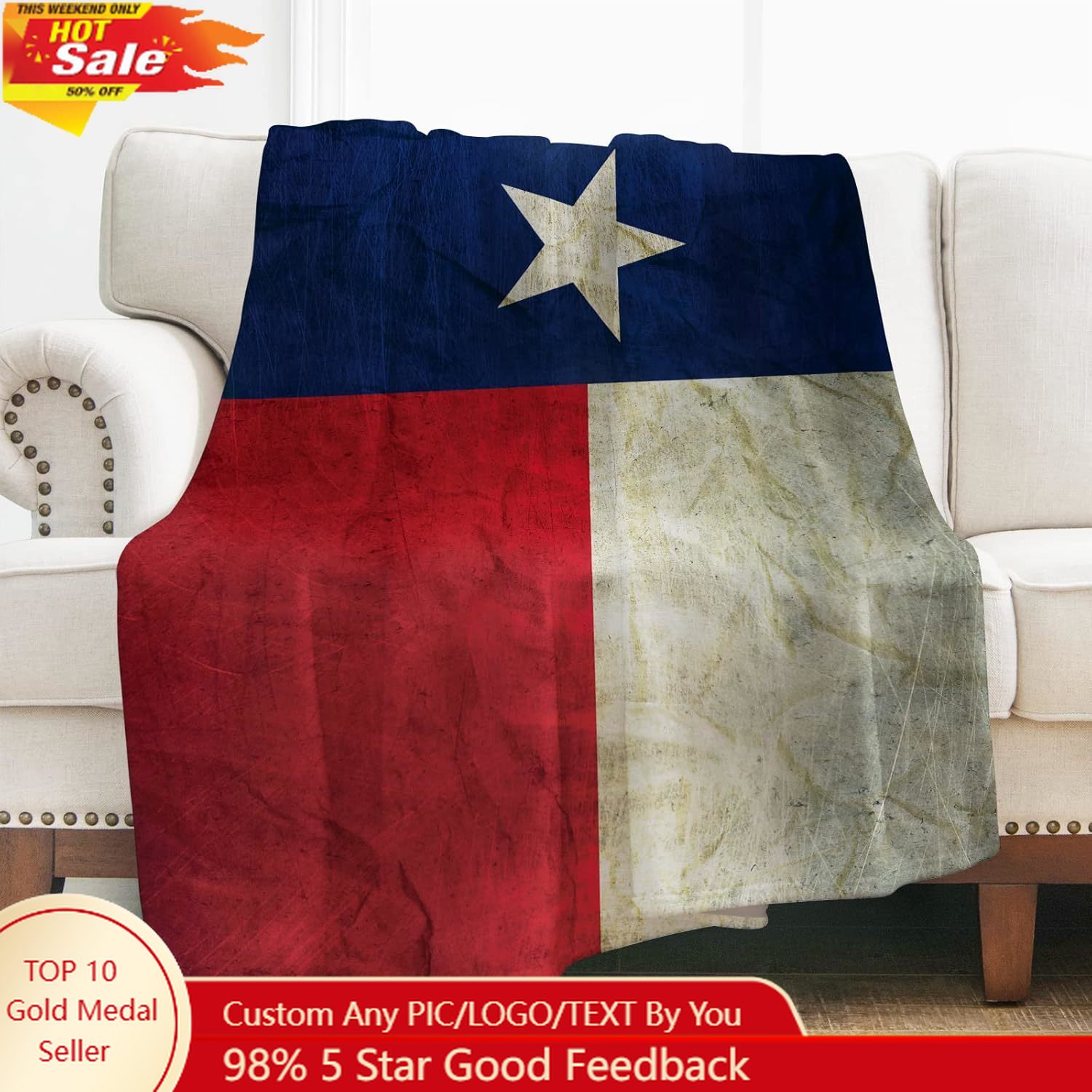 Home Textiles And Decor - Levens Teksas Bayrağı Atma Battaniyesi Kadınlar