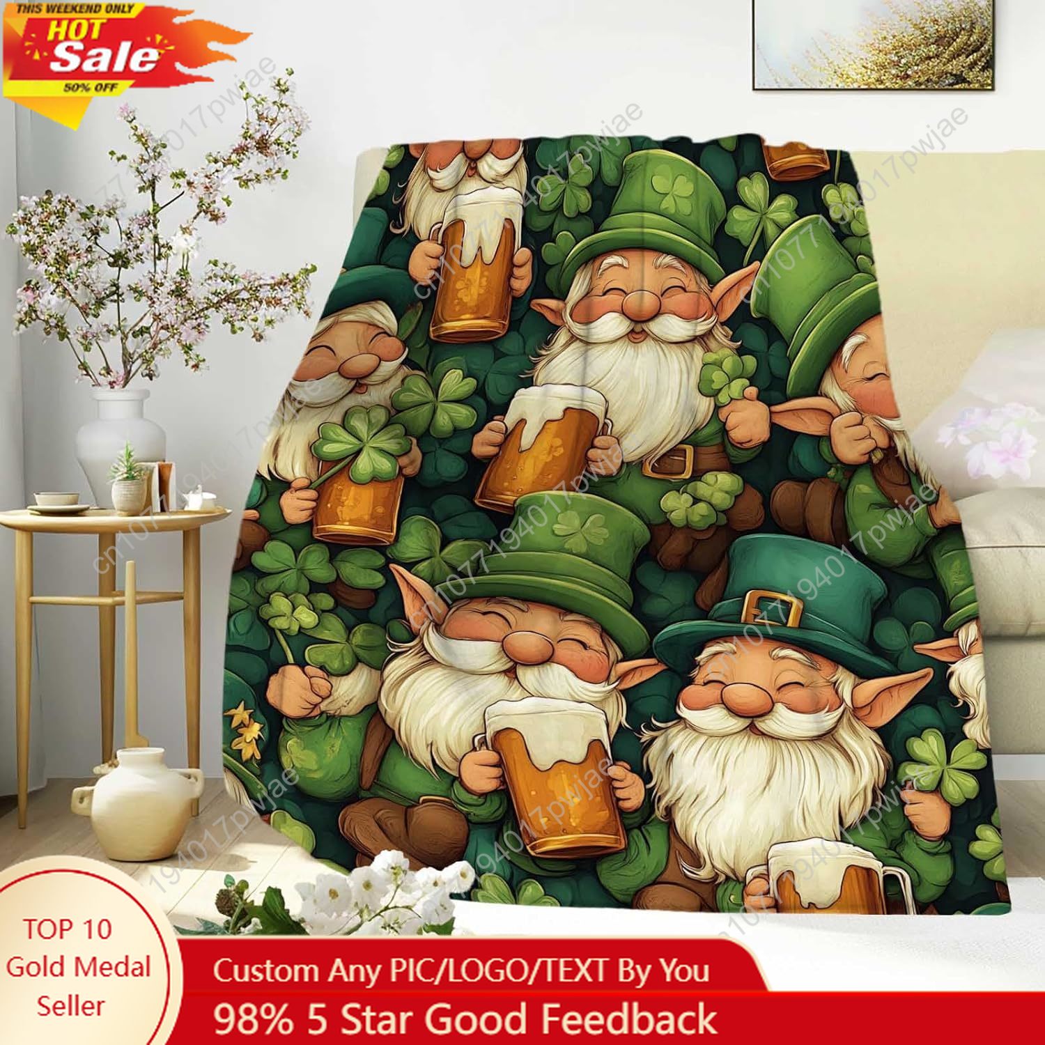 Home Textiles Blanket - Aziz Patrick Günü Gnome Battaniyesi, Bira