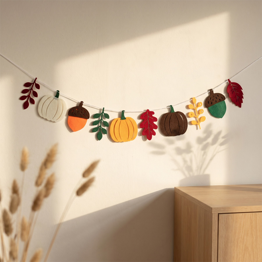 Home Textiles And Decor - Sonbahar Kabak Yaprakları Bayrağı Hasat Festivali