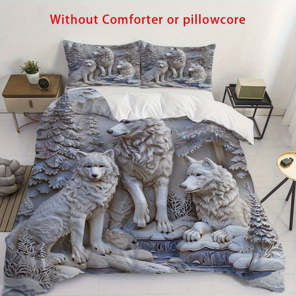 3D Beyaz Kurt ve Orman Baskılı - Duvet Insert White incelemesi ve fiyatı