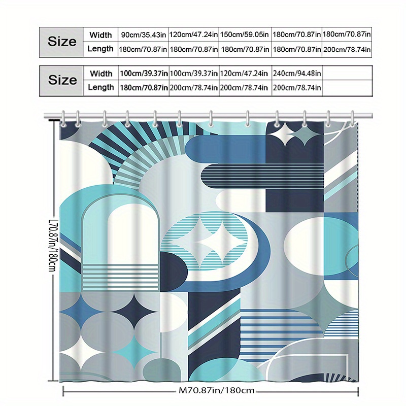 Geometrik Mavi Soyut Desen Duş - Home Textiles Luxury Curtains incelemesi ve fiyatı
